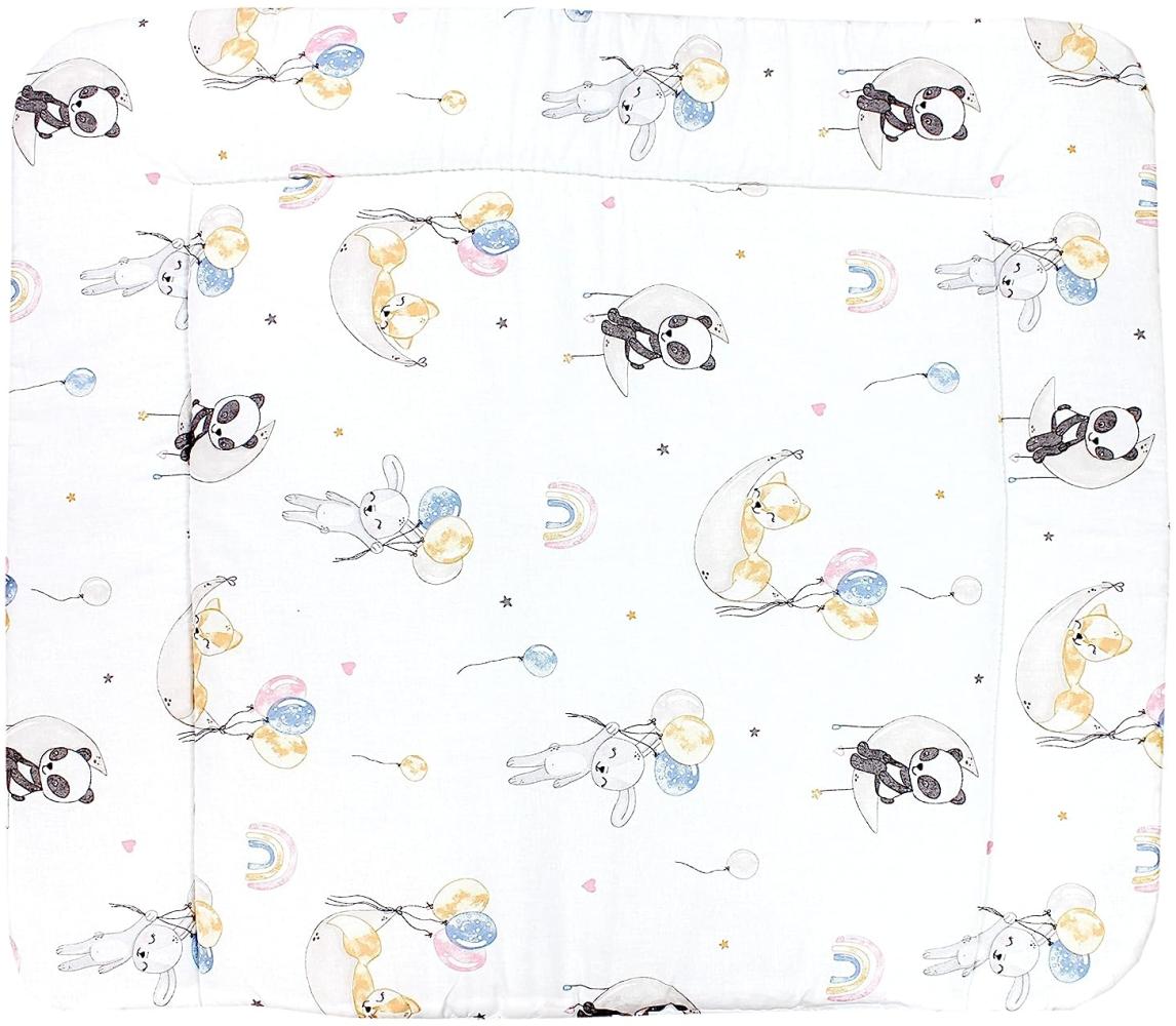 TupTam Baby Wickeltischauflage mit Baumwollbezug Gemustert, Farbe: Tiere / Luftballons / Mond, Größe: 70 x 50 cm Bild 1