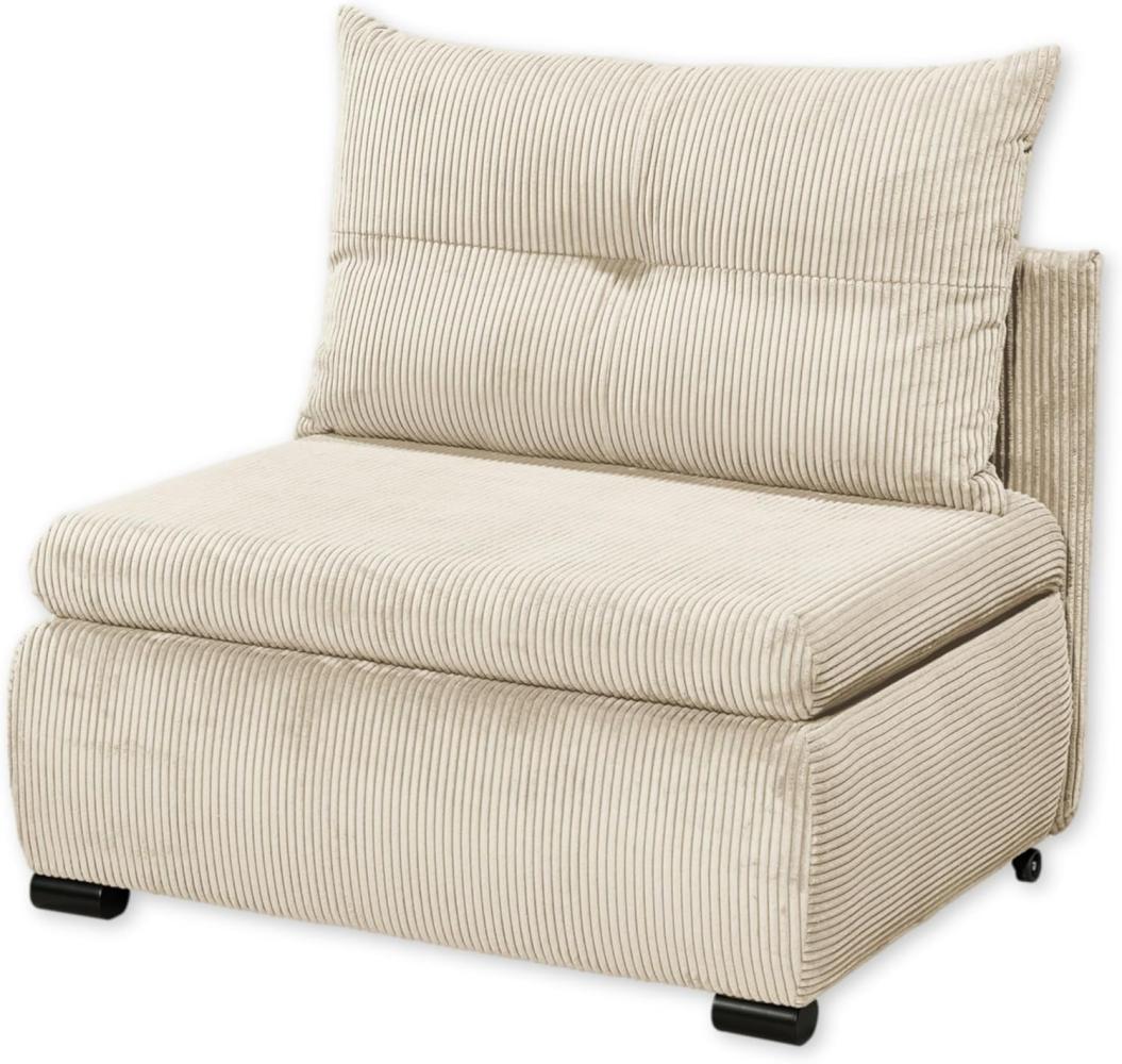 Stella Trading CHARLIE Bequemes Schlafsofa mit Bettkasten in Cord-Optik, Dove-Kompaktes Sofa mit Schlaffunktion, Holzwerkstoff, Cream, 103 x 90 x 83 cm Bild 1