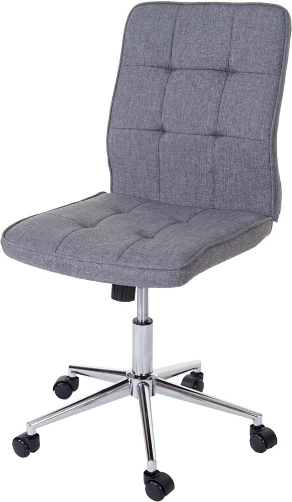 Bürostuhl HWC-K43, Drehstuhl Arbeitshocker Schreibtischstuhl, Textil grau Bild 1