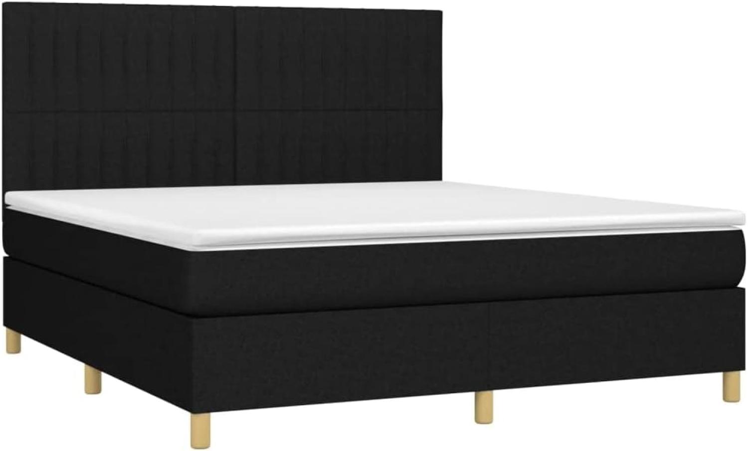 Boxspringbett mit Matratze & LED Schwarz 180x200 cm Stoff (Farbe: Schwarz) Bild 1