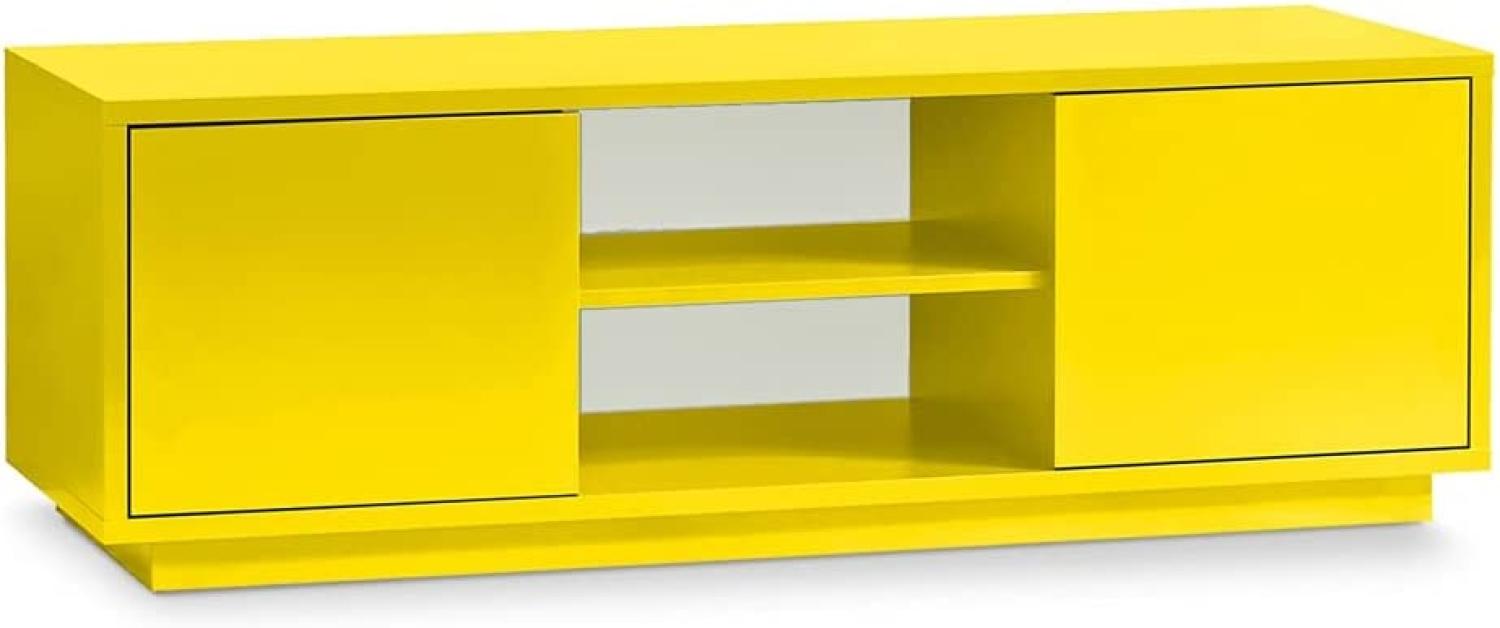 TV-Lowboard Eyecatcher - Fernseher-Tisch in Holz-Optik - HiFi-Kommode mit 2 Türen & 2 Fächern - Wohnzimmer-Möbel Gelb Bild 1