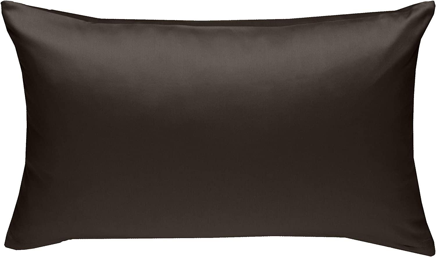 Bettwaesche-mit-Stil Mako-Satin / Baumwollsatin Bettwäsche uni / einfarbig Espresso Braun Kissenbezug 60x80 cm Bild 1