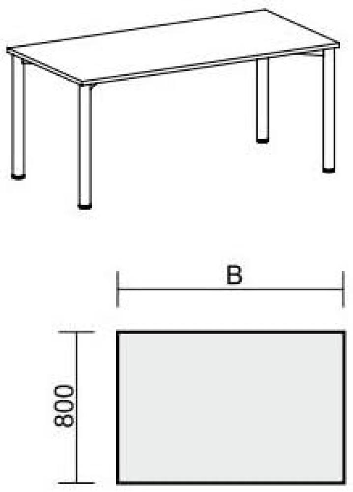 Schreibtisch '4 Fuß Flex' höhenverstellbar, 200x80cm, Buche / Silber Bild 1