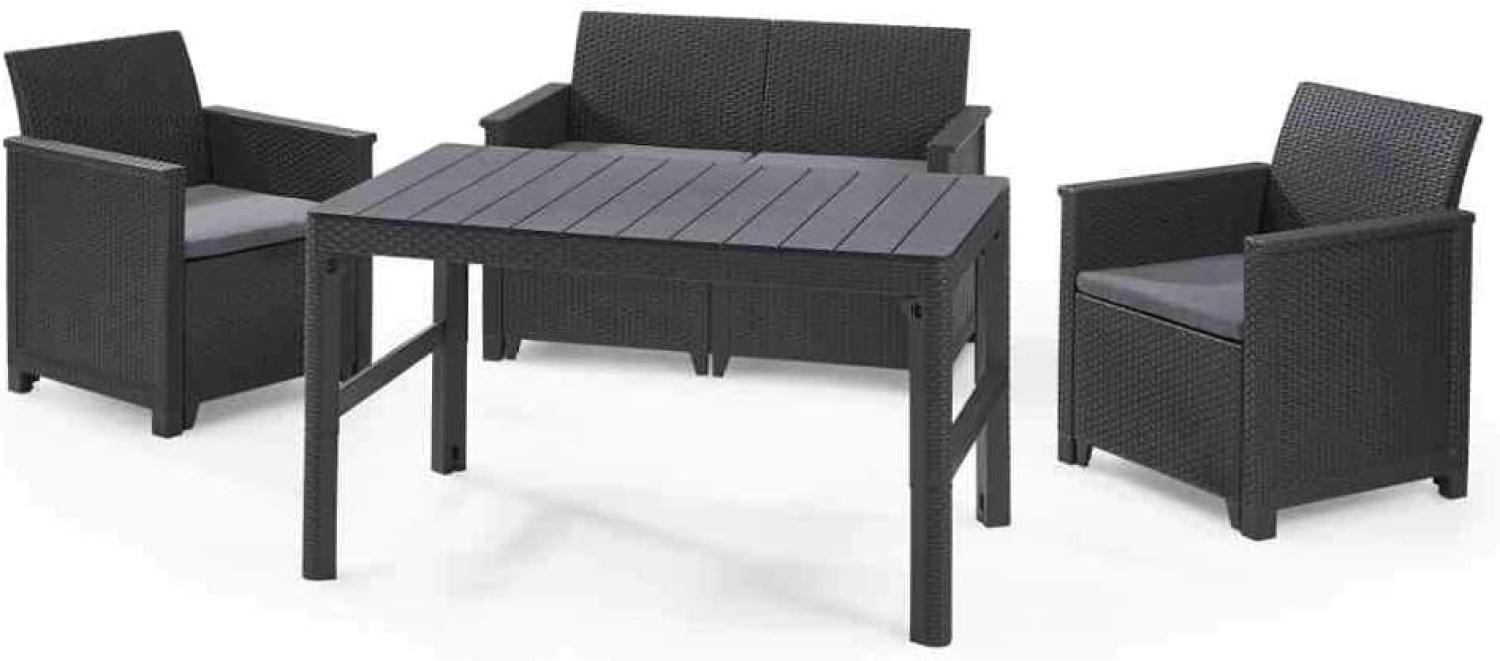 SIENA GARDEN Lounge-Set Amea 4-teilig Kunststoff graphit, Sitzkissen aus Polyester in grau Bild 1
