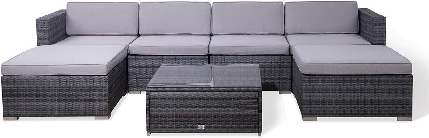 SVITA LUGANO Polyrattan Lounge Rattan Set Couch Sofagarnitur Grau Gartenmöbel Bild 1