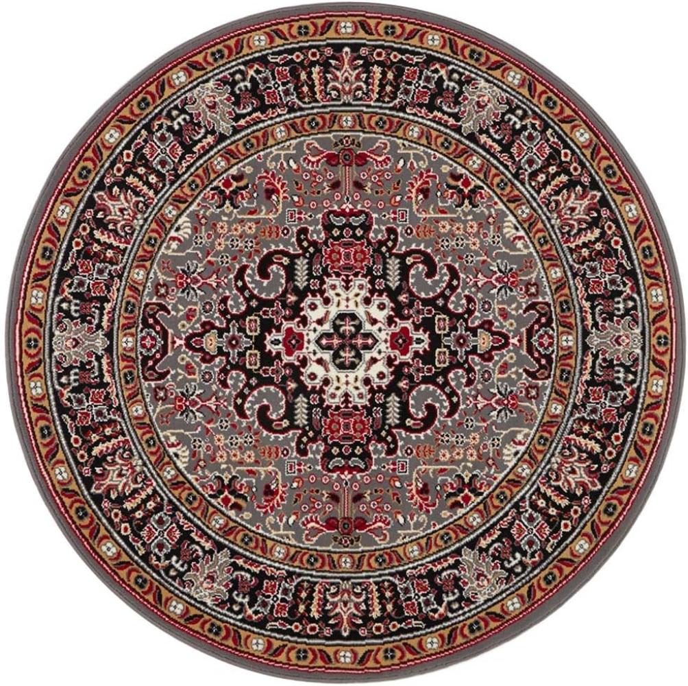 Orientalischer Kurzflor Teppich Skazar Isfahan - grau - 160 cm Durchmesser Bild 1