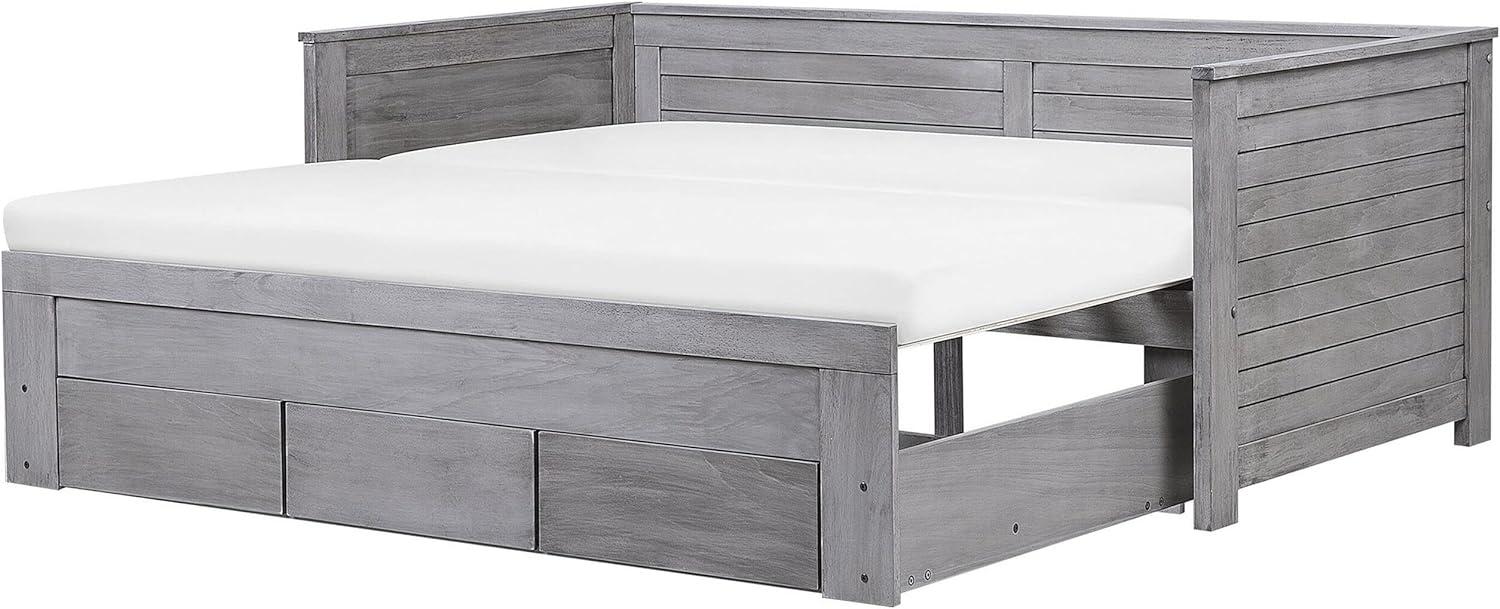 Tagesbett ausziehbar Holz grau Lattenrost 90 x 200 cm CAHORS Bild 1