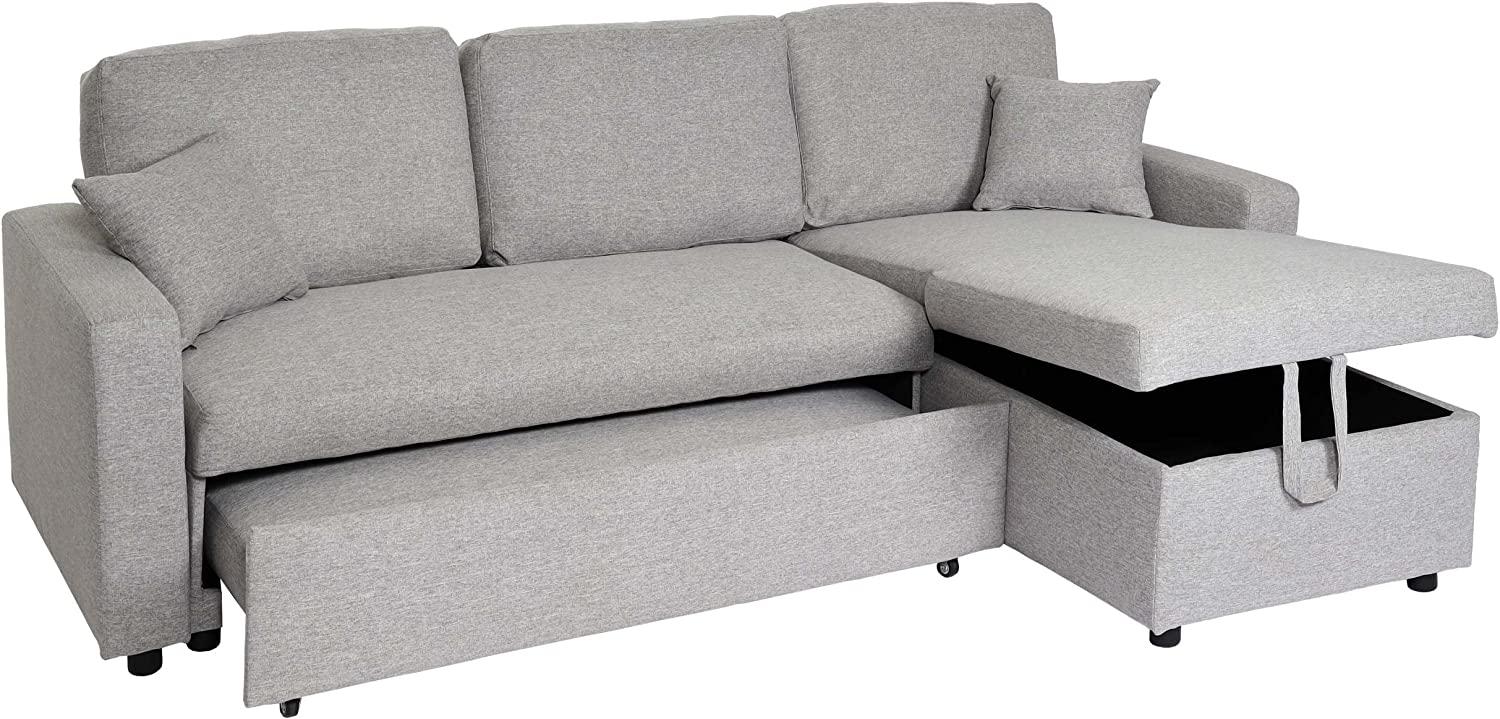 Ecksofa mit Bettkasten HWC-L17, Couch Sofa L-Form, Liegefläche Nosagfederung 228cm ~ grau Bild 1