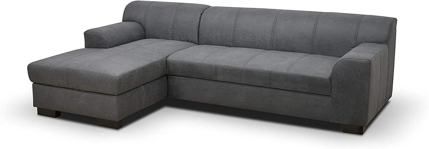 DOMO. collection Falk FK Ecksofa, Federkern Sofa | Polsterecke Couch, dunkelgrau, 259x159x76 cm Bild 1