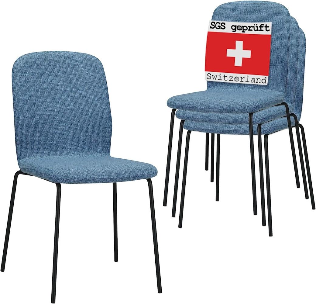 Albatros Stapelstuhl ENNA 4er Set, Blau - stapelbarer Konferenzstuhl - Besucherstuhl, Bequeme Stühle für Wartezimmer Bild 1