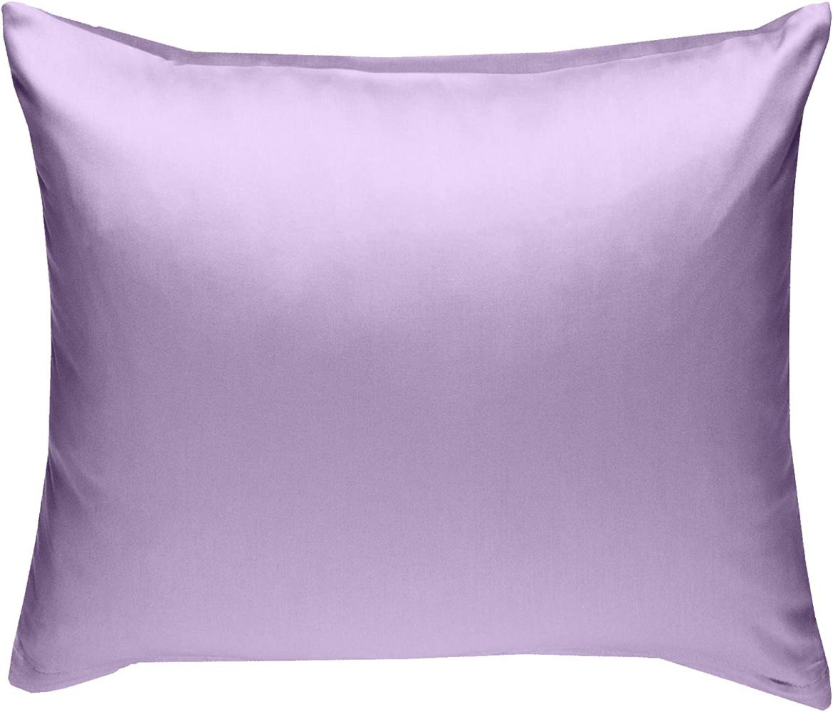 Bettwaesche-mit-Stil Mako-Satin / Baumwollsatin Bettwäsche uni / einfarbig flieder rosa Kissenbezug 40x40 cm Bild 1