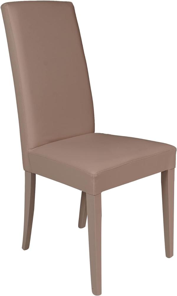 Dmora Klassischer Stuhl aus Holz und Kunstleder, für Esszimmer, Küche oder Wohnzimmer, Made in Italy, cm 46x55h99, Sitzhöhe cm 47, Sandfarbe Bild 1