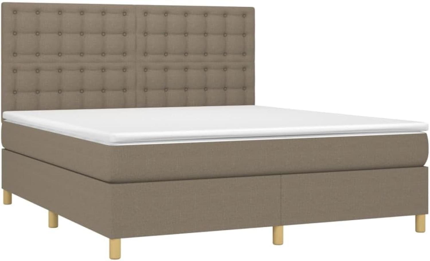 Boxspringbett mit Matratze & LED Taupe 160x200 cm Stoff Bild 1