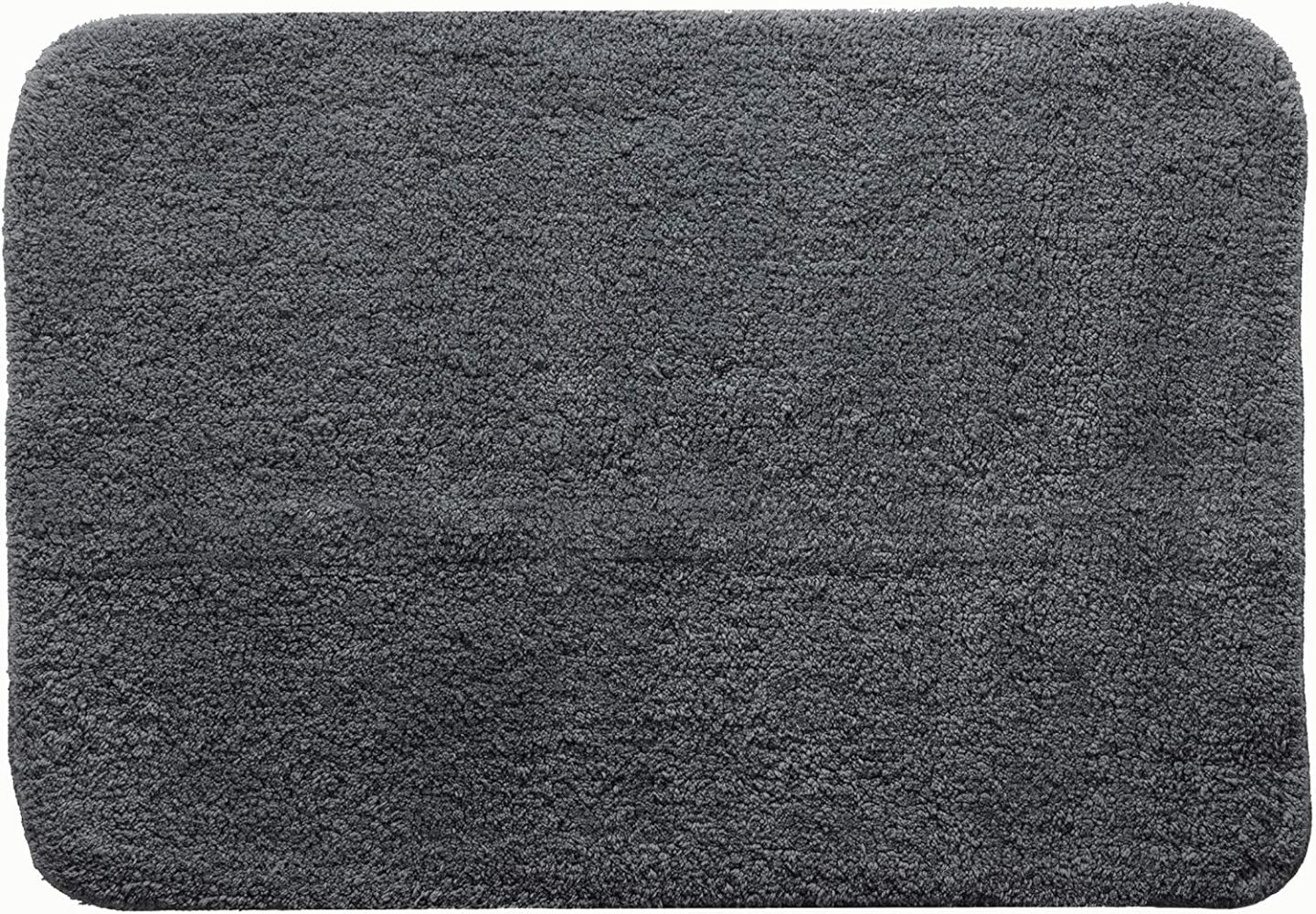 Spirella Badteppich Badematte Duschvorleger CAMPUS 100% Baumwolle Hochflor | flauschig | rutschhemmend | geeignet für Fußbodenheizung | 50x70 cm | Anthrazit Bild 1