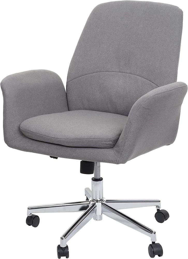 Bürostuhl HWC-K23, Schreibtischstuhl Drehstuhl Lehnstuhl, Stoff/Textil mit Armlehne ~ grau Bild 1