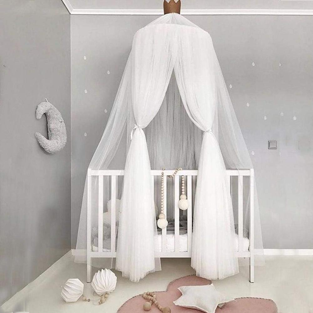 Naturer Weiß Betthimmel Babybett Baldachin Groß Dekohimmel für Kinder Zimmerm,Moskitonetz Baby Bett Fliegennetz Mückenschutz für Kinderbetten Bild 1