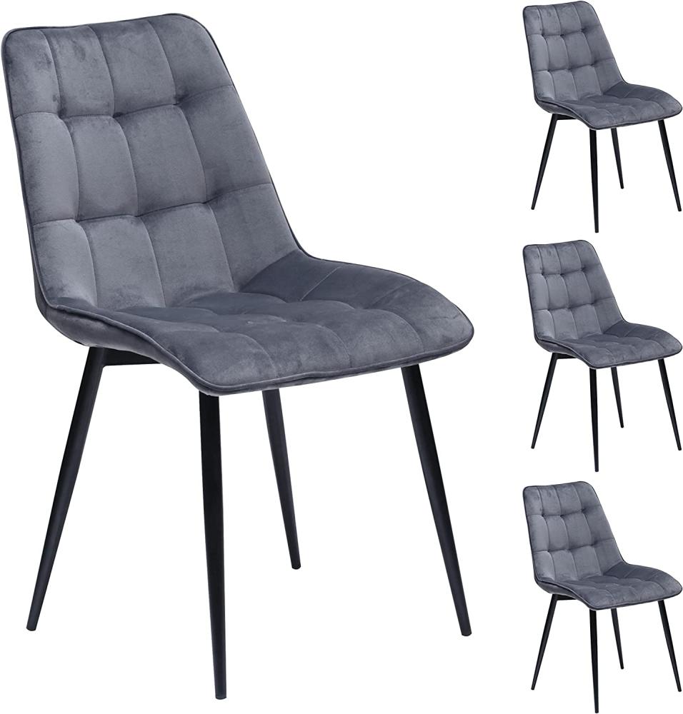 4 x Stuhl Triest hellblau Samt 4-Fuß Bild 1