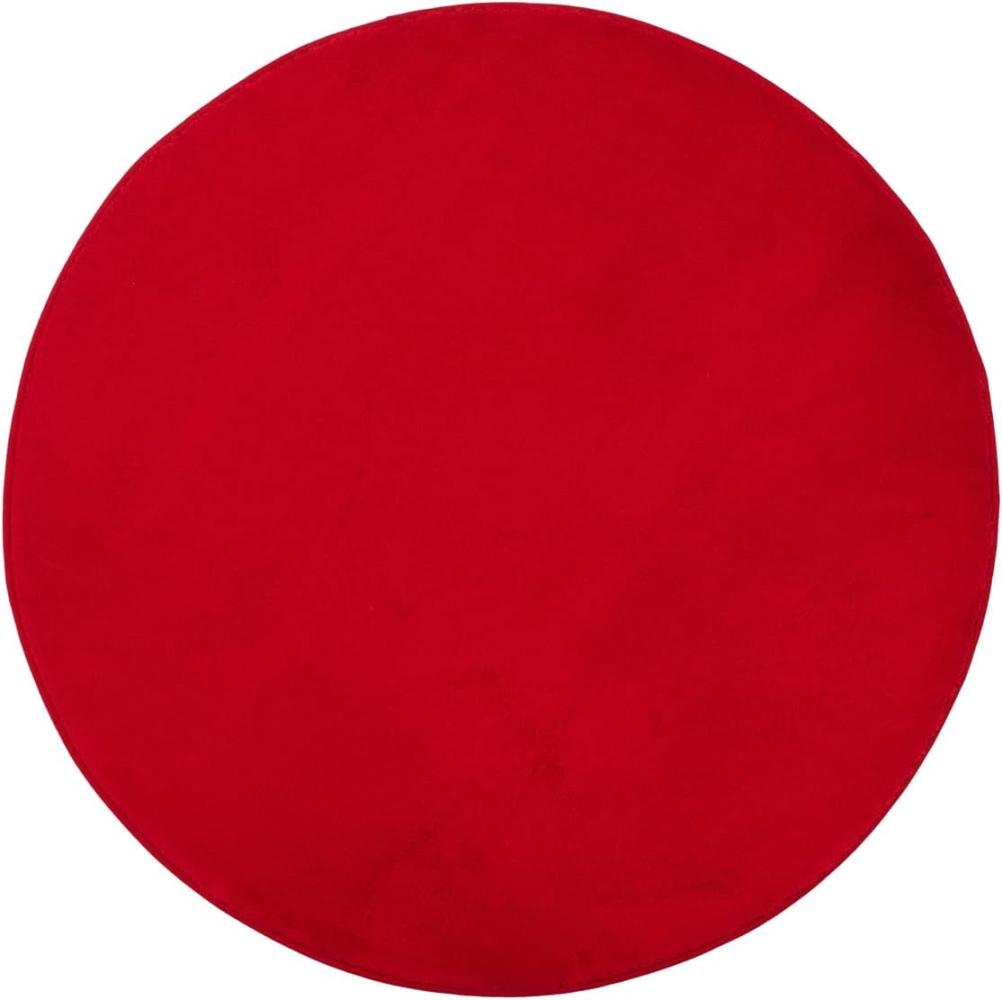 Gözze - Premium Rutschfester Runder Badezimmerteppich, RIO, 100% Microfaser, Ø 110 cm - Rot Bild 1
