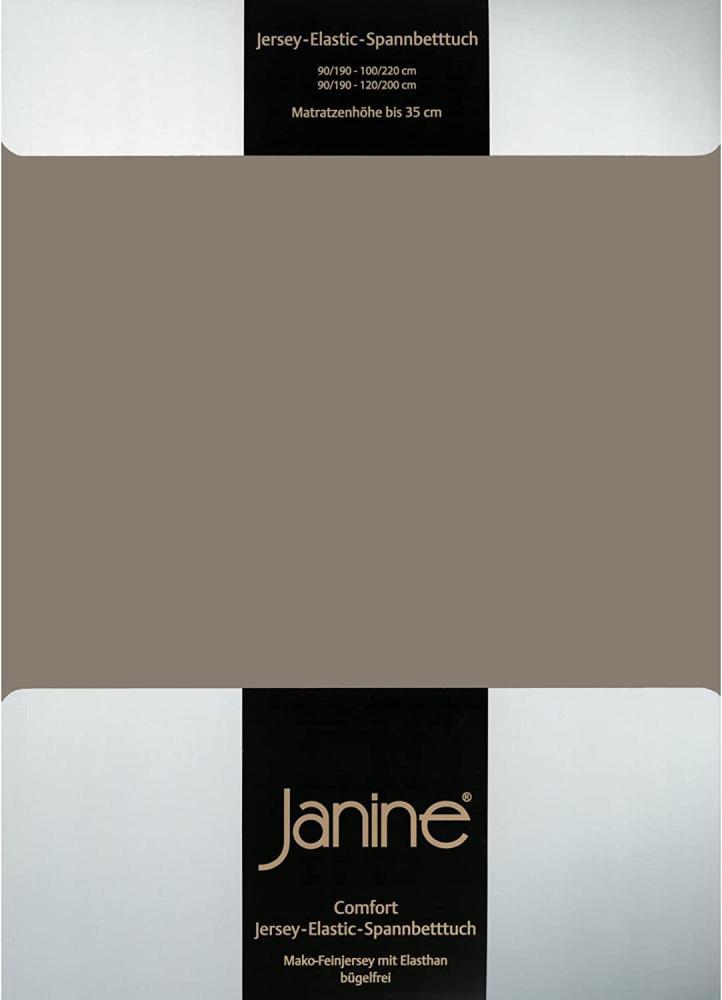 Janine 5002 Elastic-Jersey-Spannbetttuch 57 taupe 90x190-100x220 Bild 1