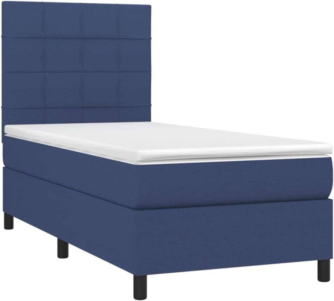 vidaXL Boxspringbett mit Matratze & LED Blau 90x190 cm Stoff Bild 1