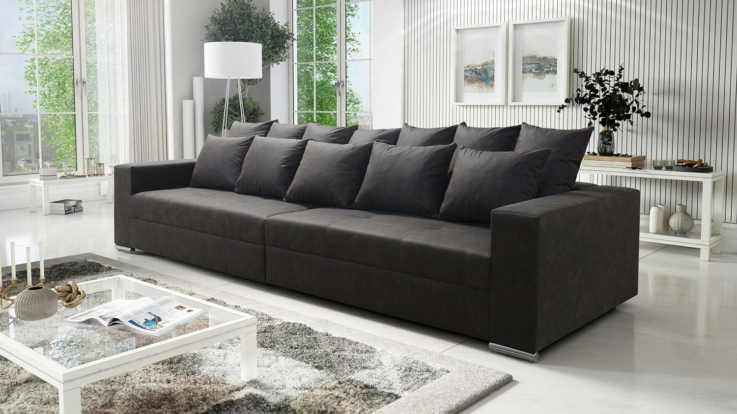Modernes Big Sofa Wohnlandschaft Sofa Couch Jumbo XXL 4 - Grau Leder Imitation Bild 1