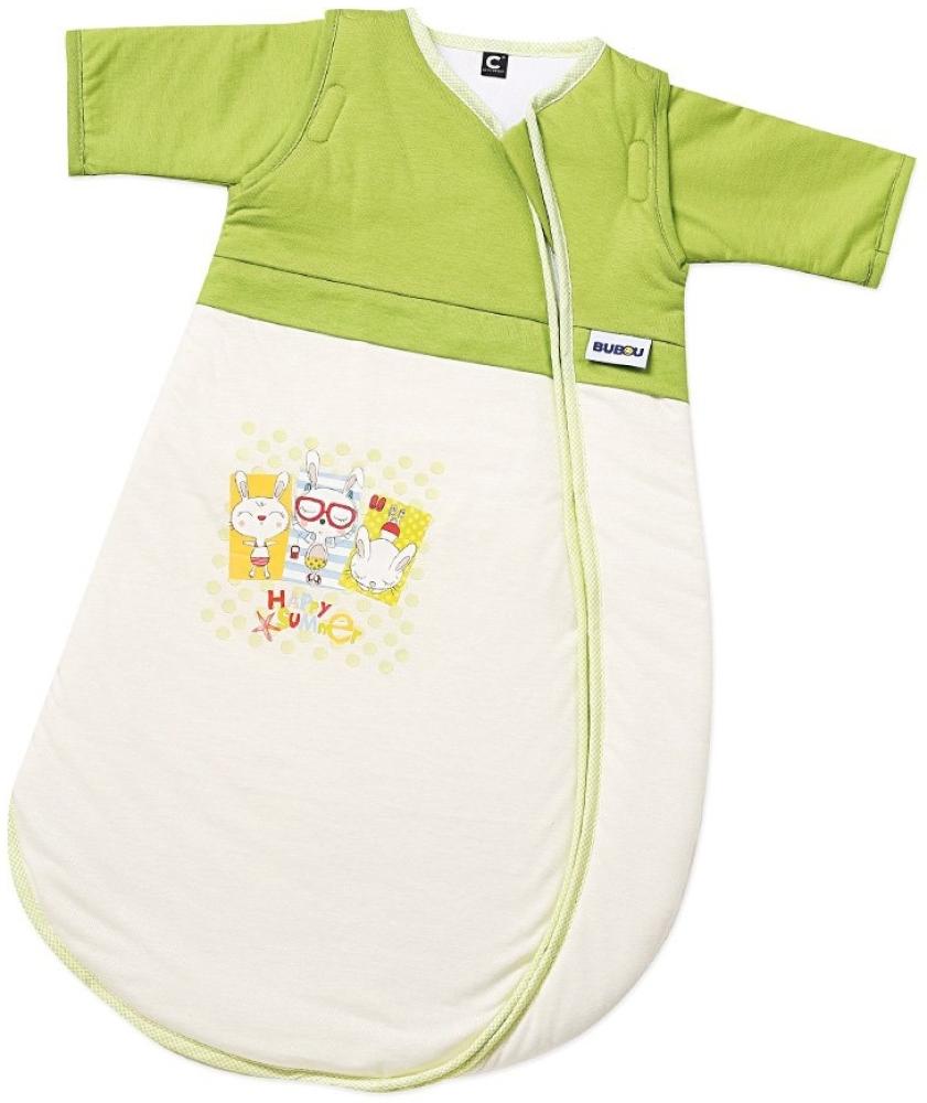 Gesslein 773175 Bubou Babyschlafsack mit abnehmbaren Ärmeln: Temperaturregulierender Ganzjahreschlafsack, Baby/Kinder Größe 110 cm, beige, Beige/Grün Bild 1
