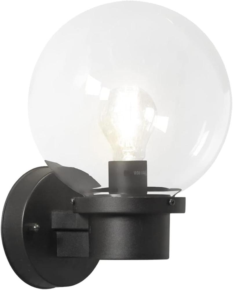 LED Außenwandleuchte mit Dämmerungssensor, Schwarz mit Glas Kugel Ø 20cm Bild 1