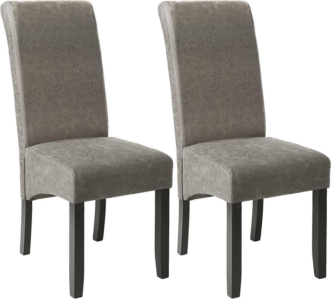 2 Esszimmerstühle, ergonomisch, massives Hartholz - grau marmoriert Bild 1