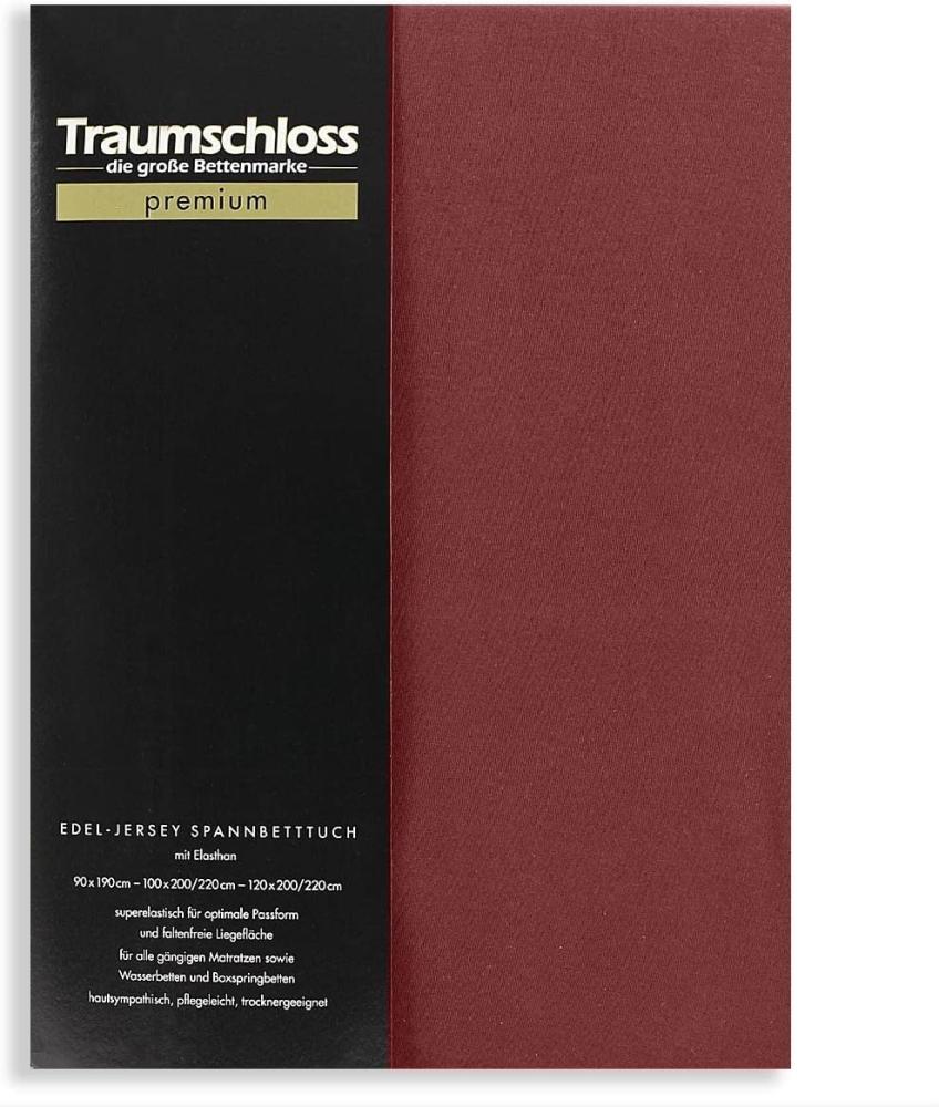 Traumschloss Premium Edel-Jersey Spannbettlaken bordeaux 140-160x200-220 Bild 1