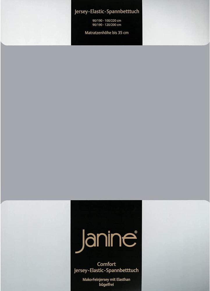 Janine Design Jersey Elastic Spannbetttuch Platin, 180x200 cm - 200x220 cm Bild 1
