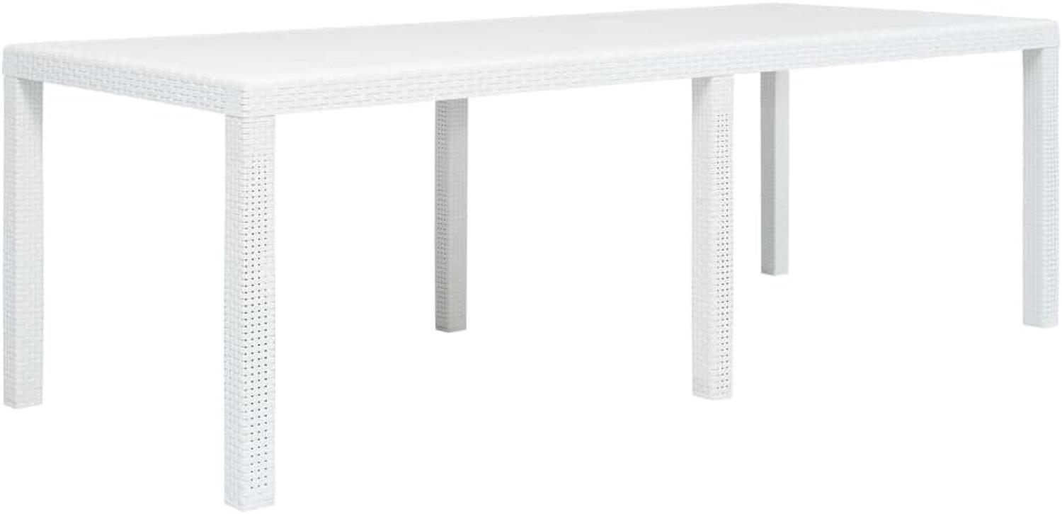Gartentisch Weiß 220 x 90 x 72 cm Kunststoff Rattan-Optik Bild 1