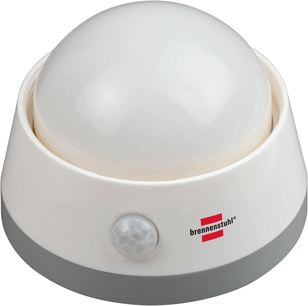 Brennenstuhl LED-Nachtlicht / Orientierungslicht mit Infrarot-Bewegungsmelder (sanftes Licht inkl. Push-Schalter und Batterien) weiß Bild 1