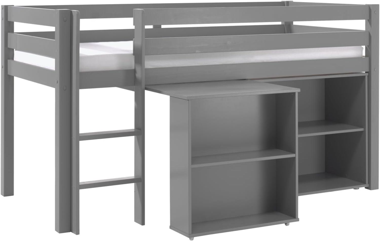 Vipack Spielbett 'Pino' mit Schreibtisch und Regal grau Bild 1