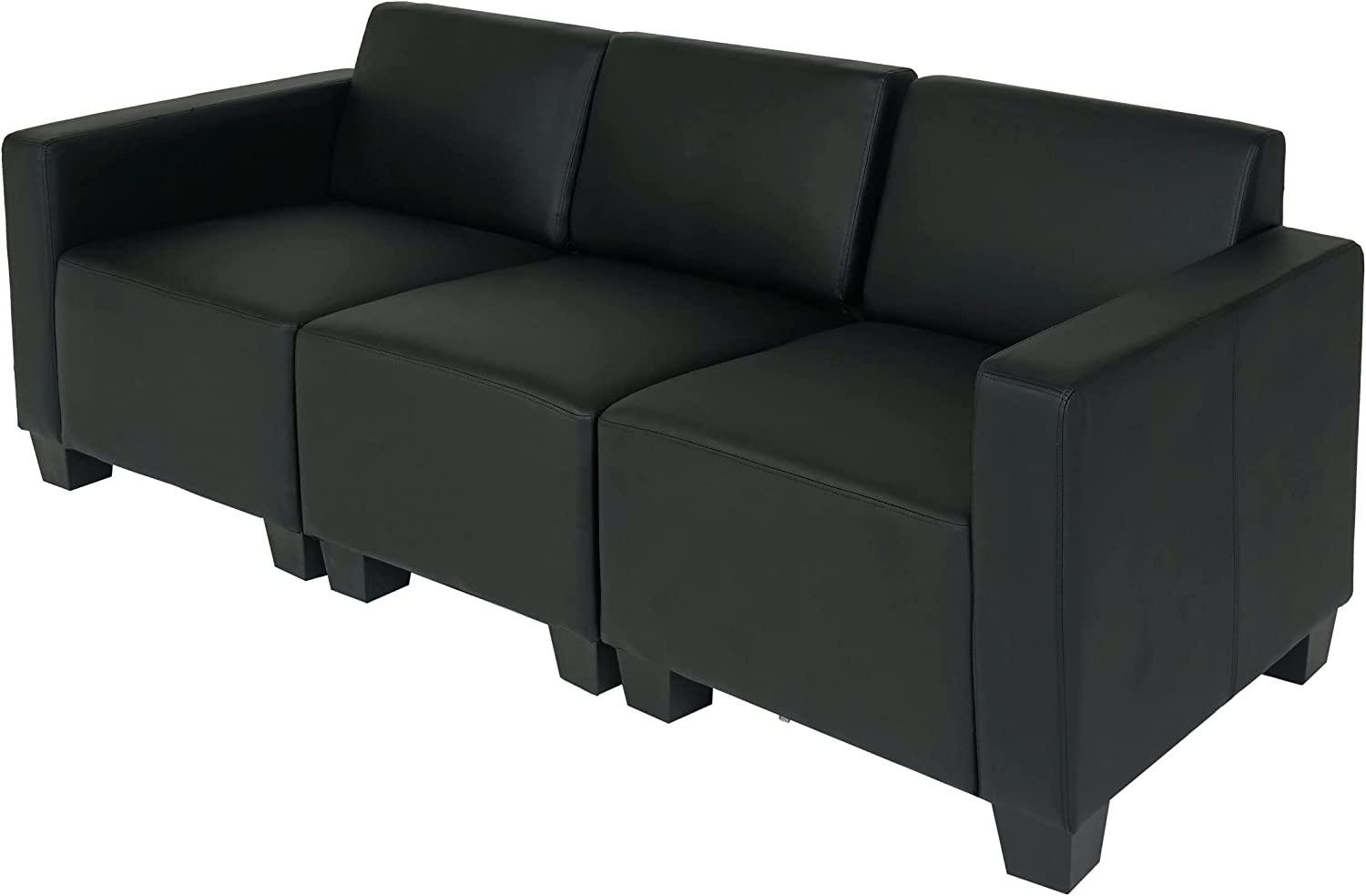 Modular 3-Sitzer Sofa Couch Lyon, Kunstleder ~ schwarz Bild 1