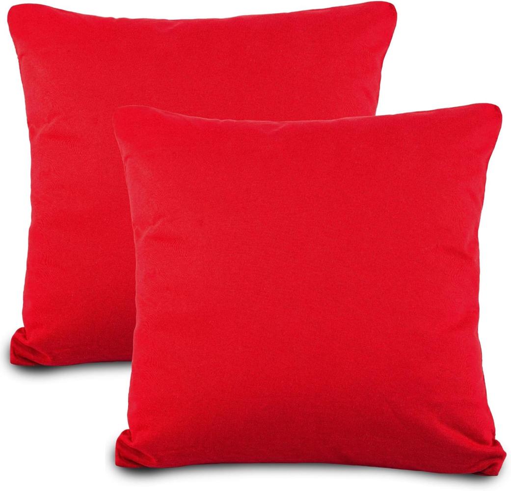 aqua-textil Classic Line Kissenbezug 2er-Set 80 x 80 cm Rubin rot Baumwolle Kissen Bezug Reißverschluss Jersey Kissenhülle Bild 1