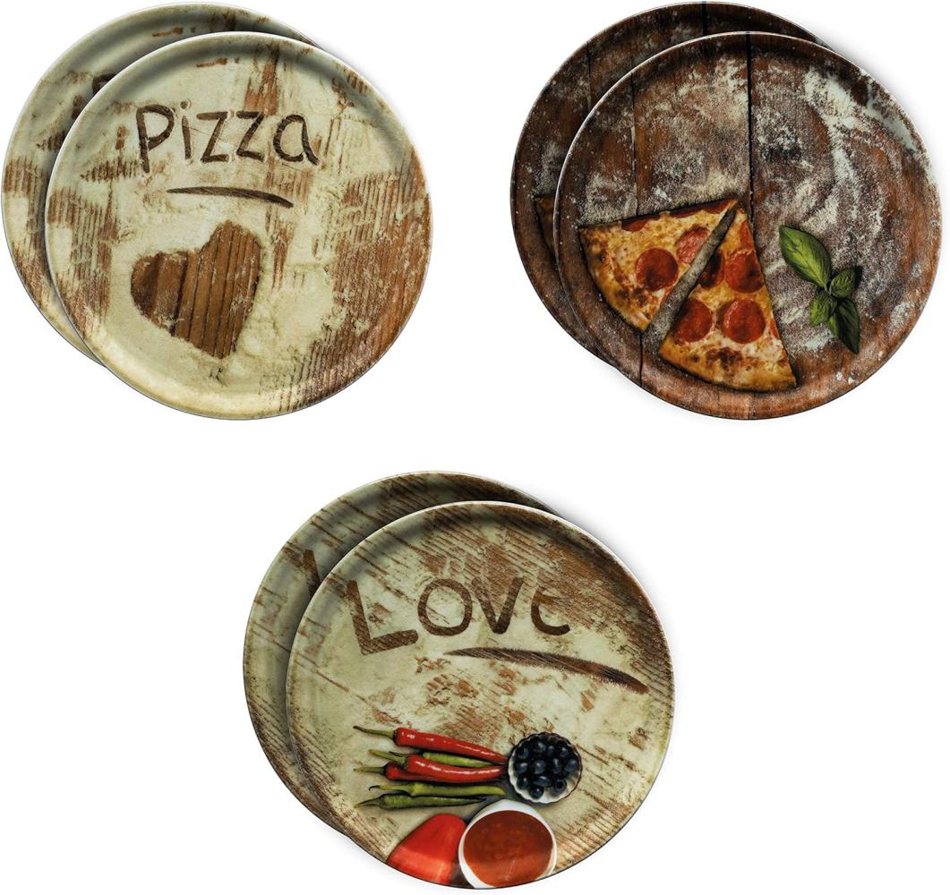 6er Set Pizzateller Oliven-, Salami- & Lieblingspizza Ø 31cm Platte XL-Teller Bild 1