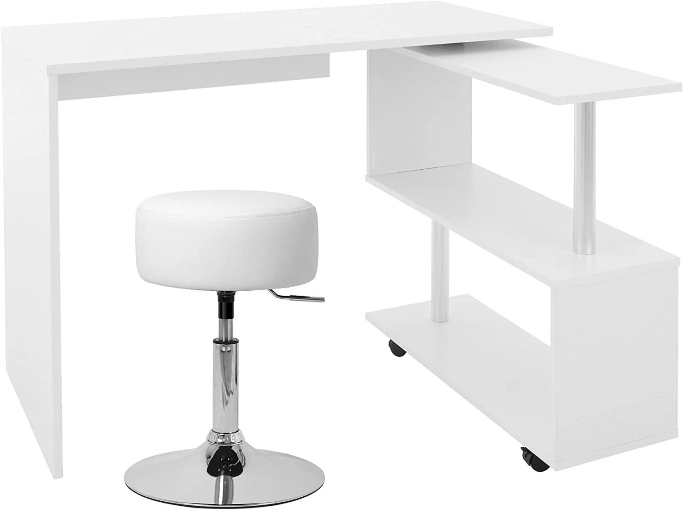Schreibtisch mit Sitzhocker 150x88x75 cm Weiß aus MDF ML-Design Bild 1
