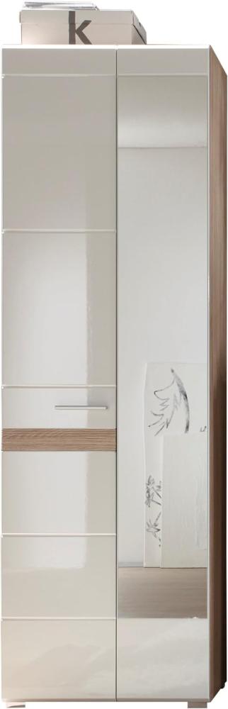Garderobenschrank SetOne in Hochglanz weiß und Eiche San Remo Bild 1