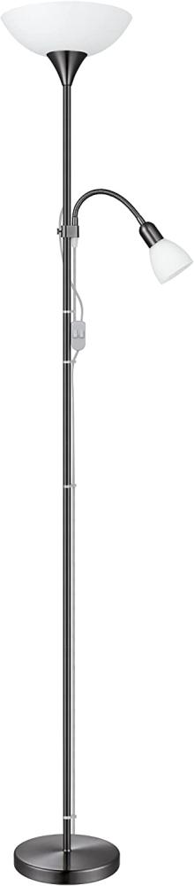 Eglo 93917 Standfluter UP 2 Stahl nickel-nero, Kunststoff, Glas weiss E27,E14 max. 1X60W,1X18W H:176,5cm Ø27,5cm mit Kabelschalter Bild 1