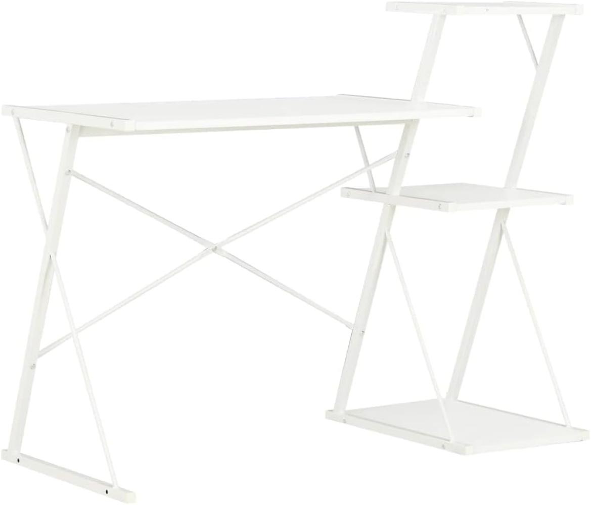 Schreibtisch mit Regal, Spanplatte Weiß, 116 × 50 × 93 cm Bild 1