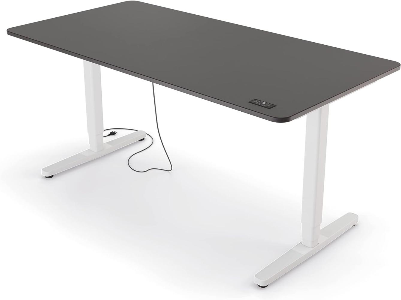 Yaasa Desk Pro II Elektrisch Höhenverstellbarer Schreibtisch, 160 x 80 cm, Dunkelgrau/Schwarz-Weiß, mit Speicherfunktion und Kollisionssensor Bild 1
