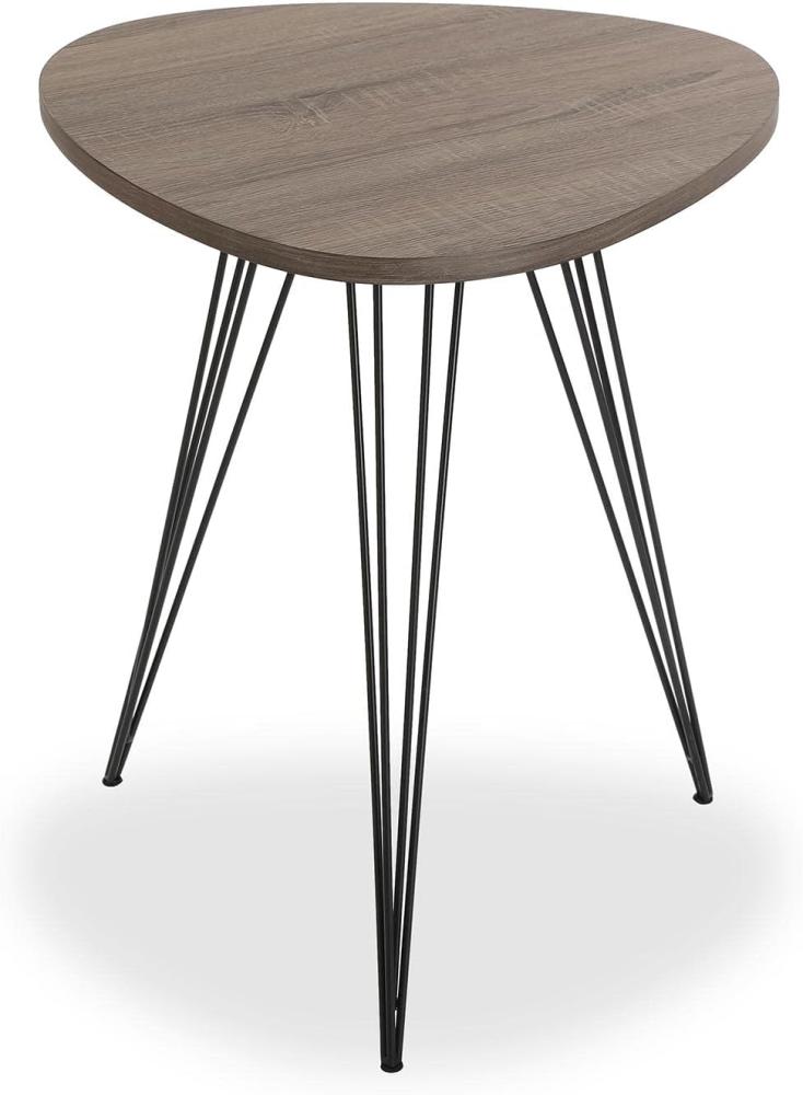 Versa Seatle Beistelltisch für das Wohnzimmer, Schlafzimmer oder die Küche. Moderner, niedriger Tisch, Maßnahmen (H x L x B) 60 x 50 x 50 cm, Holz und Metall, Farbe: Braun und Schwarz Bild 1