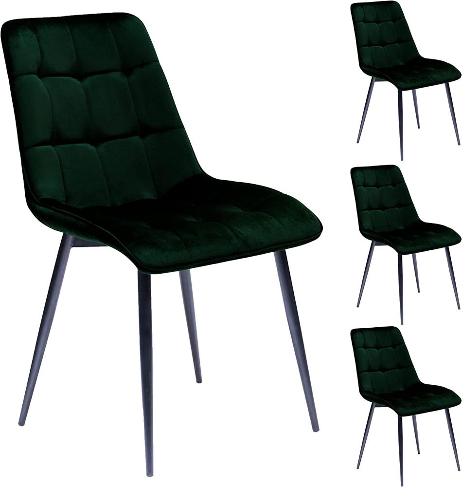4 x Stuhl Triest dunkelgrün Samt 4-Fuß Bild 1