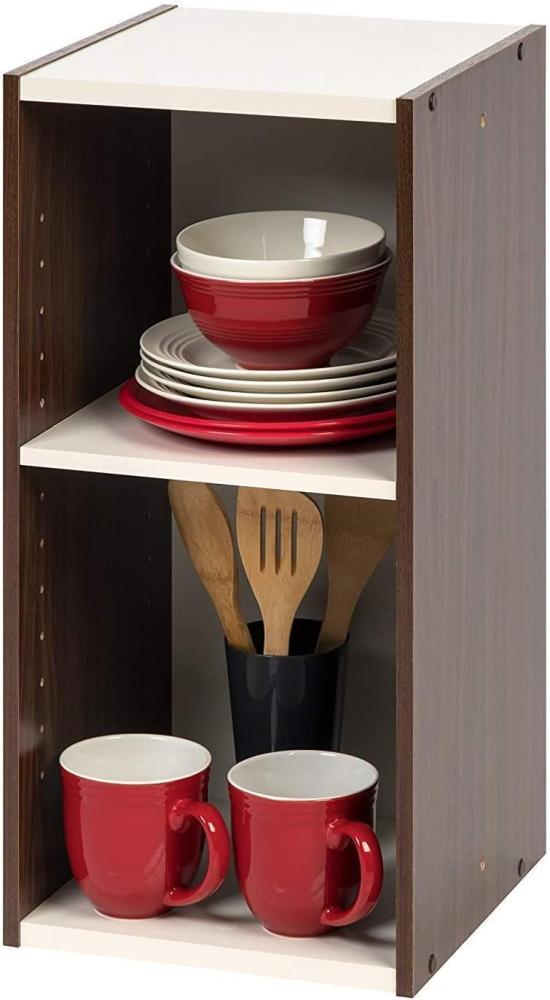 Iris Ohyama, Bücherregal/2-stöckiges Schrankregal/Beistellmöbel/platzsparendes Regal, Modular, verstellbare Regalhöhe 3,2 cm, Büro, Wohnzimmer - Space Saving Shelf - UB-6030 - Braun Bild 1