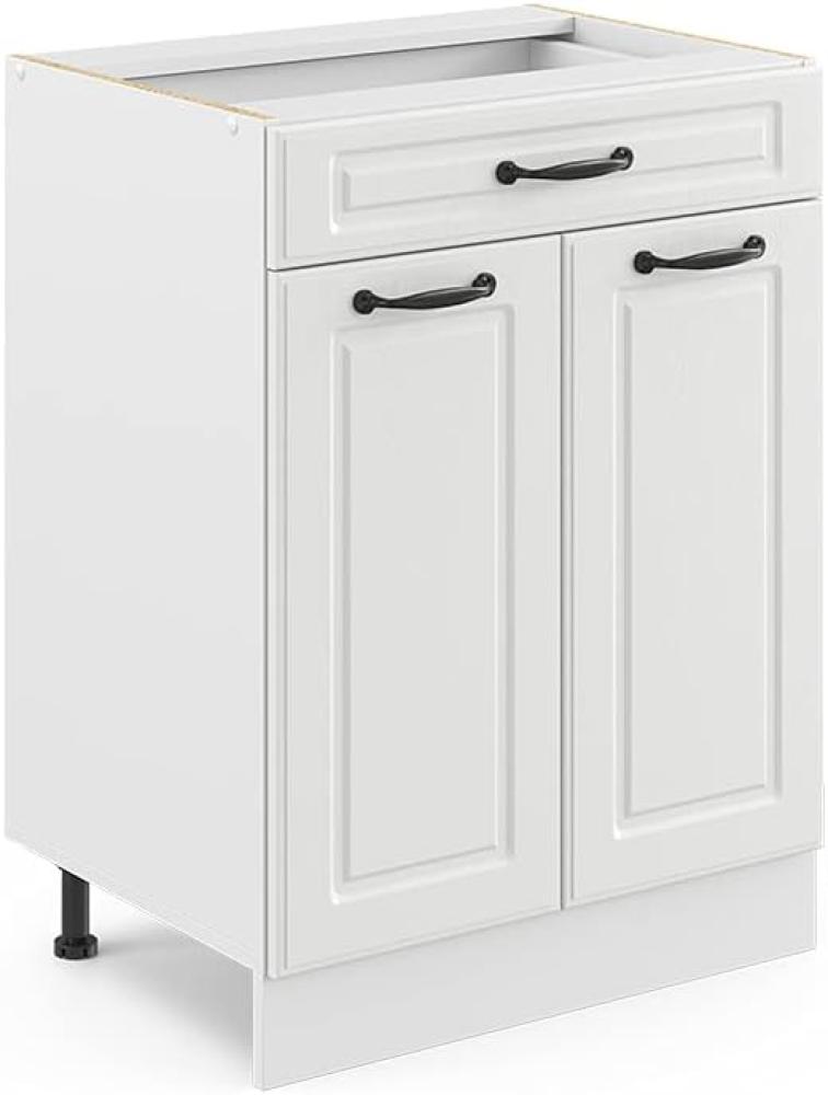 Vicco Küchenunterschrank R-Line, Weiß Landhaus/Weiß, 60 cm mit Schublade, AP Marmor Bild 1