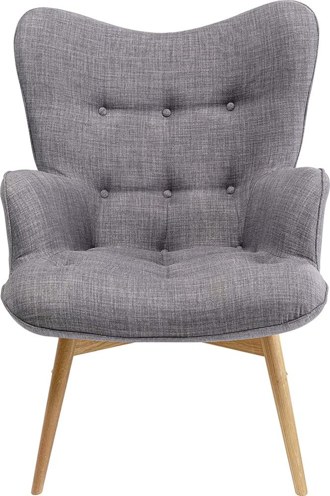 Kare Design Sessel Vicky grau, gemütlicher Loungesessel mit Armlehne, TV-Sessel mit hellem Holzgestell, (H/B/T) 92 x 59 x 63 cm, hellgrau Bild 1