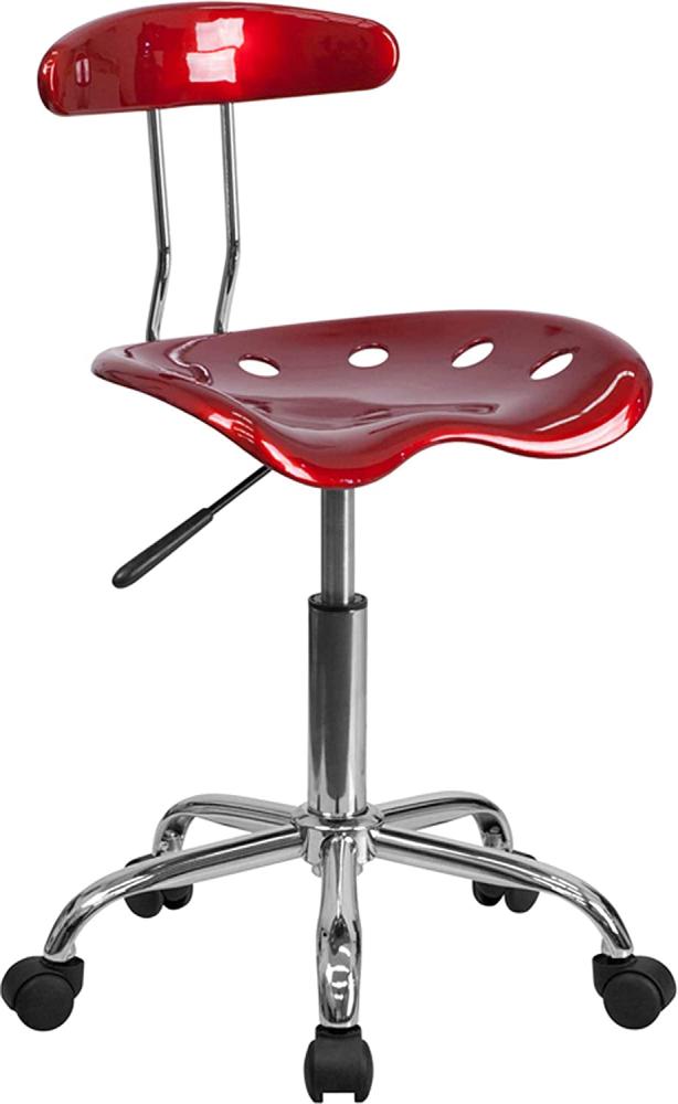 Flash Furniture Arbeitshocker mit Rückenlehne – Ergonomischer Schreibtischstuhl höhenverstellbar – Bürostuhl mit Traktorsitz für Home Office – Rot Bild 1