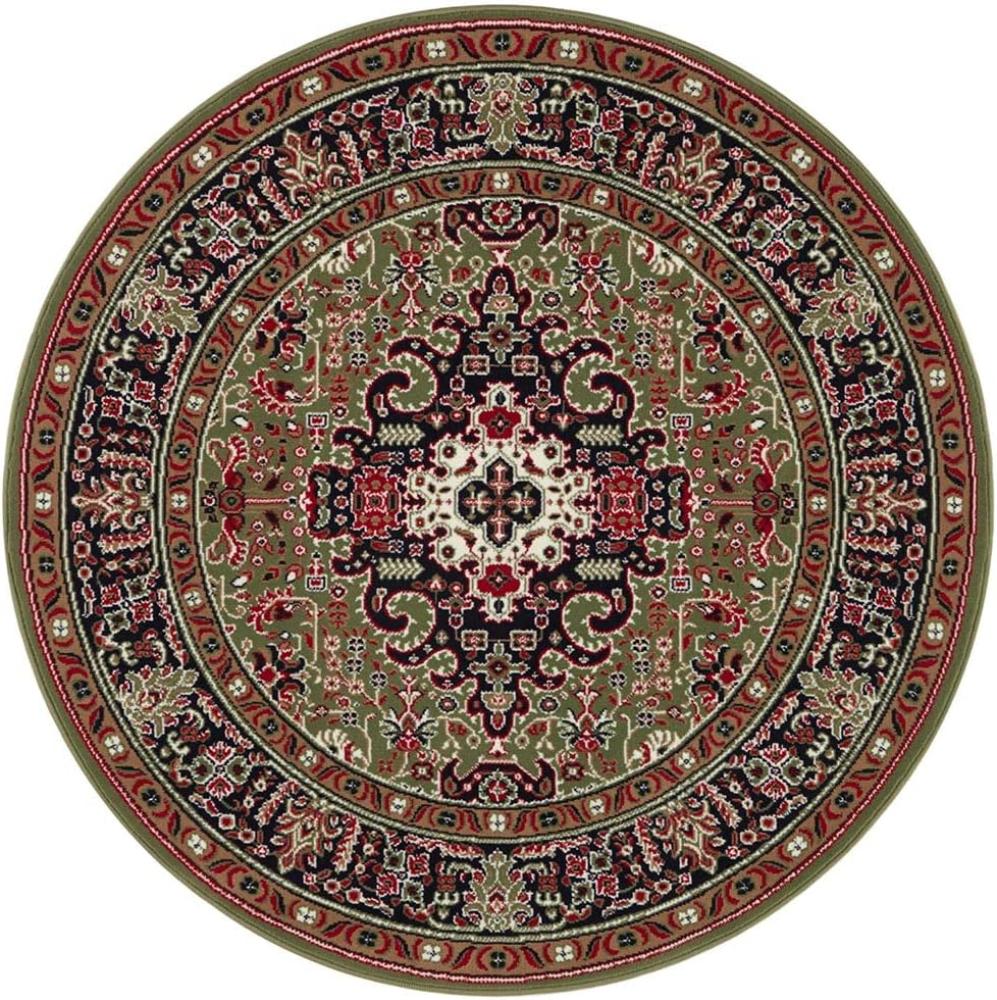 Orientalischer Kurzflor Teppich Skazar Isfahan - grün - 160 cm Durchmesser Bild 1
