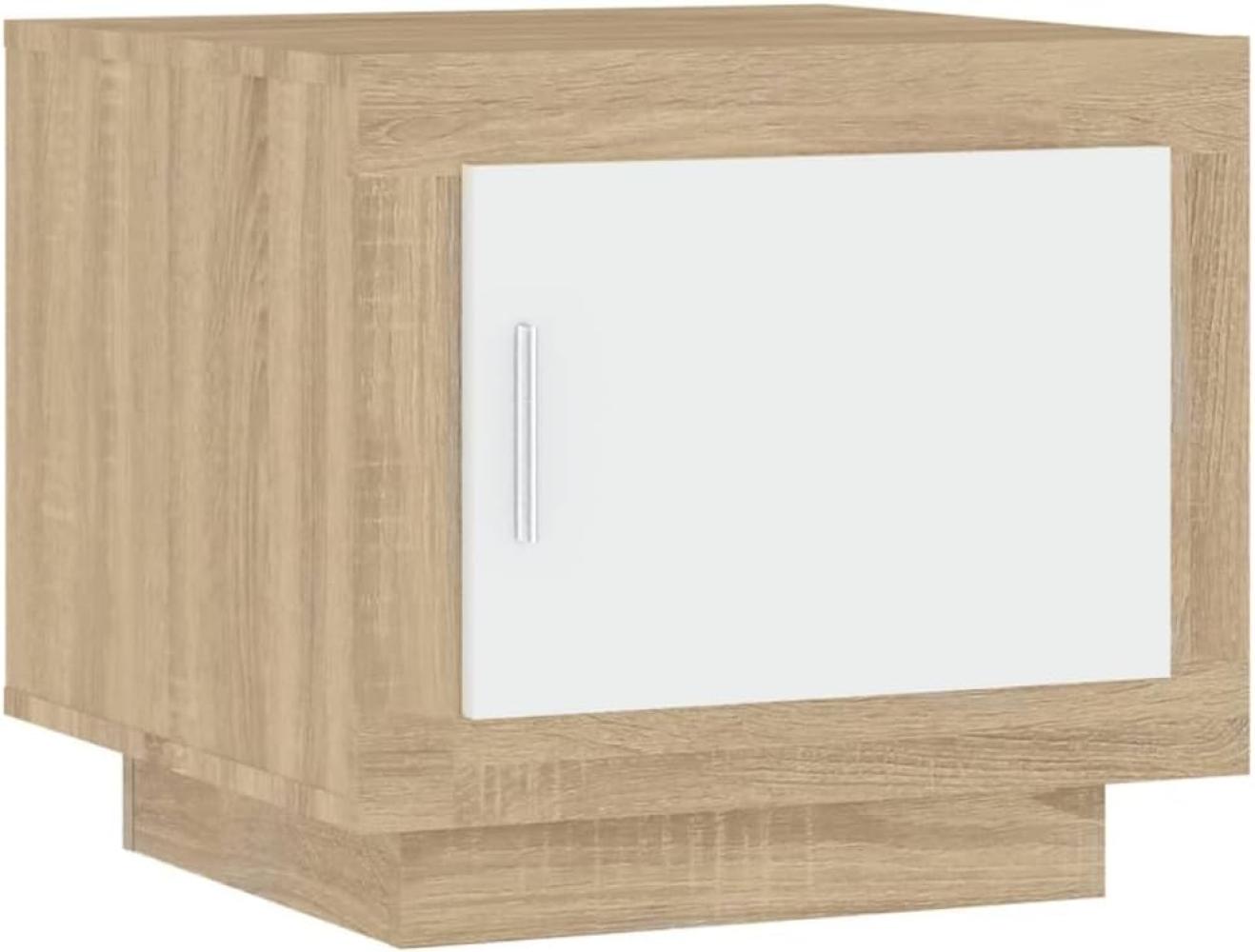 Couchtisch Weiß und Sonoma-Eiche 51x50x45 cm Holzwerkstoff Bild 1