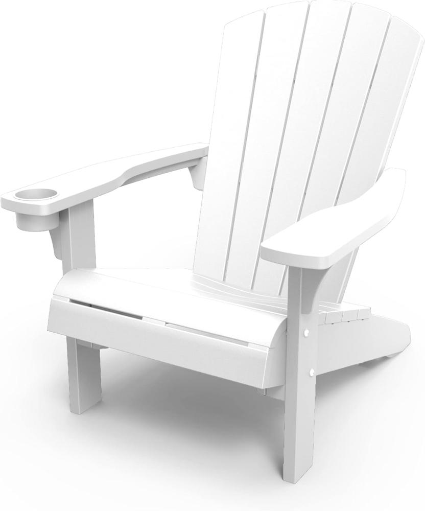 Keter Alpine Adirondack Chair, Outdoor Gartenstuhl aus Kunststoff mit Getränkehalter, weiß, wetterfest, amerikanischer Design-Klassiker, für Garten, Terrasse und Balkon, 93 x 81 x 96,5 cm Bild 1